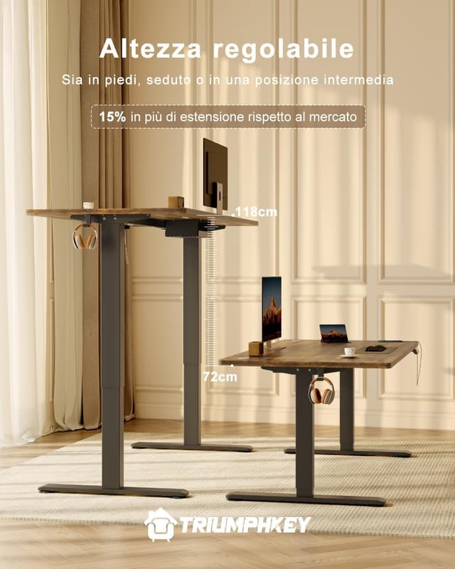 Detalle 2 de TRIUMPHKEY scrivania elettrica 200 x 80