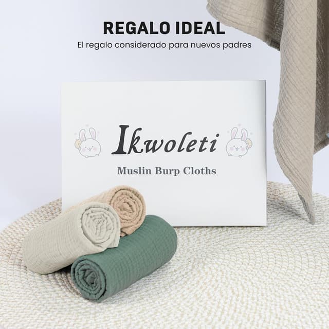 Thumbnail 6 de IKWOLETI Muselinas Bebe 60x60 algodon