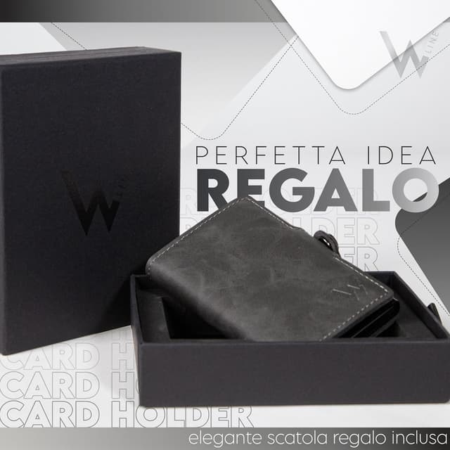Thumbnail 4 de WLine Porta Carte Schermato RFID in Pelle PU slim (Grigio Vintage) 👝