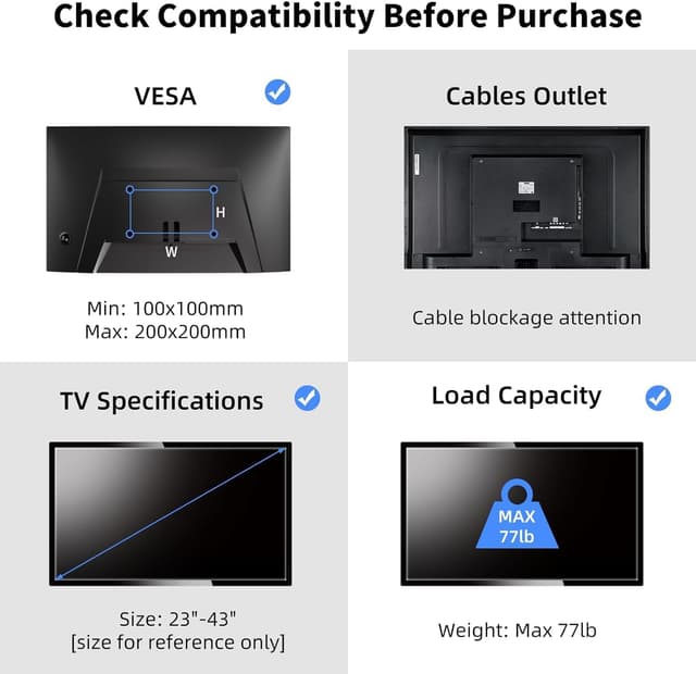 Detalle de Suptek MC3260 Supporto TV da soffitto regolabile 23–43" con VESA fino a 200x200 e carico 35 kg