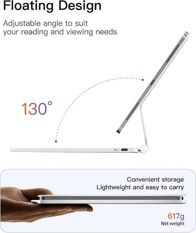 Detalle 2 de Inateck iPad magnetic keyboard case 130° stand