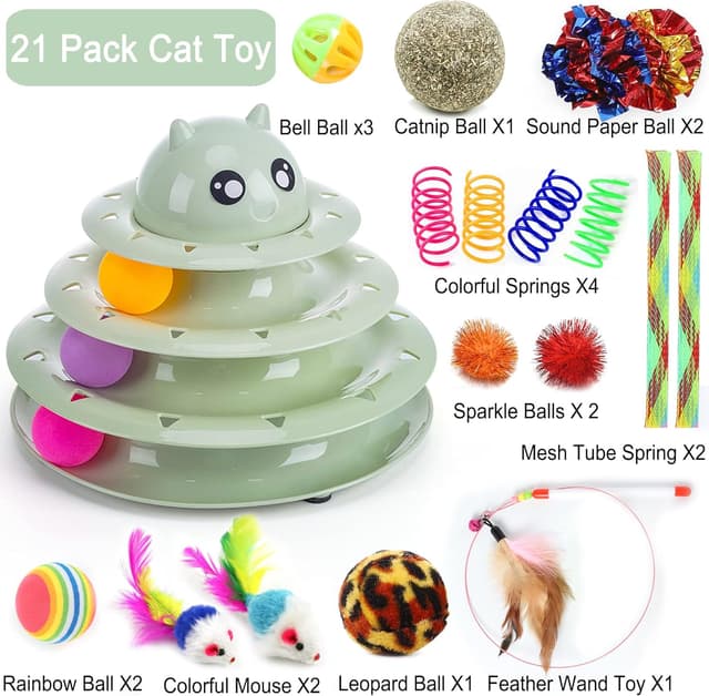 Detalle 2 de Suhaco 21 Pack Cat Toys interactive set 🐱