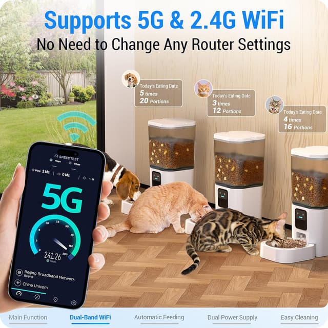 Detalle de Frienhund 5G WiFi automatic cat feeder 7L