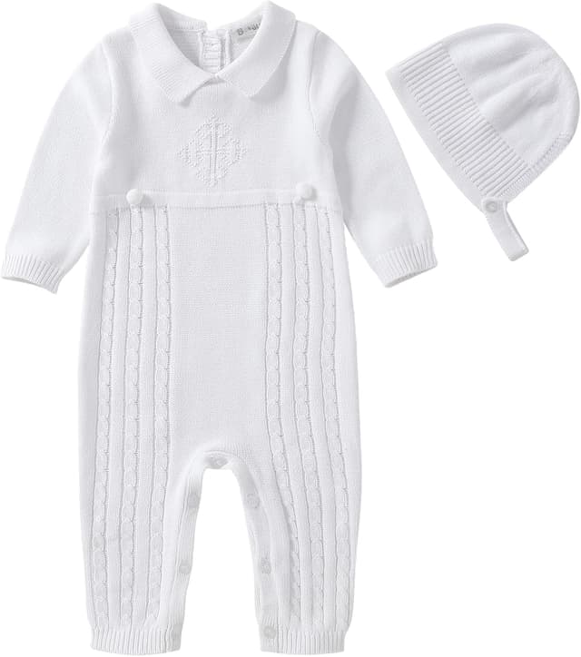 Imagen de Booulfi Baptism Outfit for Boys White Romper en OfertitasTOP