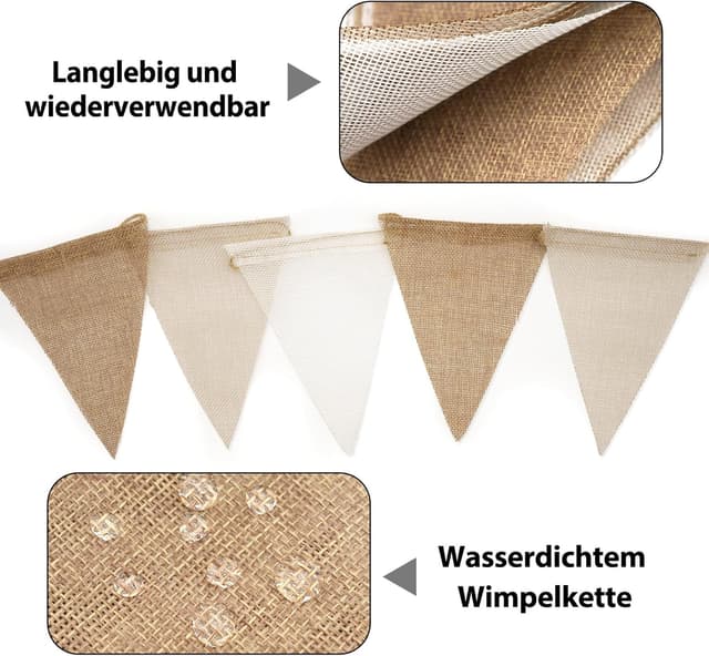 Thumbnail 2 de G2PLUS Wimpelkette 12 m Outdoor Braun Beige