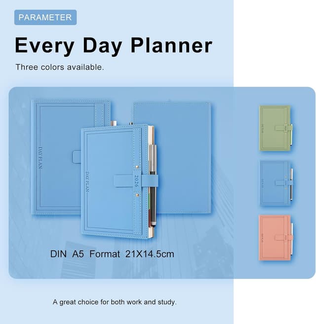 Thumbnail 6 de Agenda 2026 A5 une page par jour (janvier à décembre) avec stylo tactile et onglets mensuels colorés