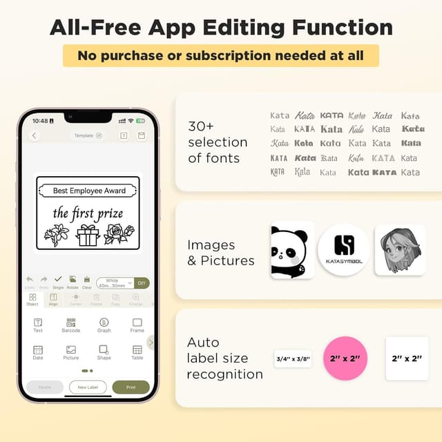 Detalle de SUPVAN T50M Pro Version 2 Bluetooth Label Maker (inkless) with 3 tapes and waterproof wide labels