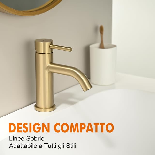 Thumbnail 2 de Ibergrif M11003Y rubinetto bagno classico monocomando per lavabo in acciaio inox oro