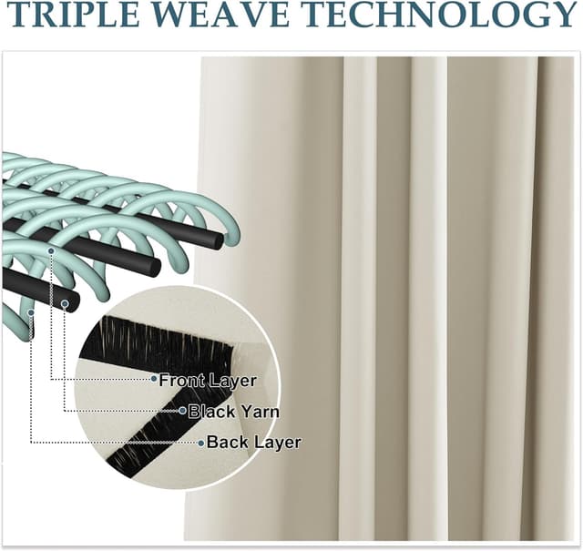 Thumbnail 6 de PONY DANCE Vorhang blickdicht mit Thermo-Schiene-Übergardinen & Kräuselband, Set (H 220 x B 300 cm) Hellbeige