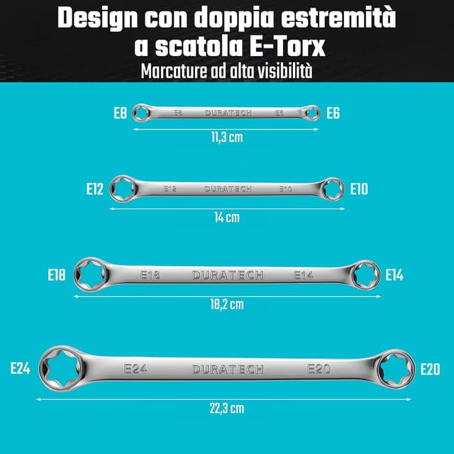 Detalle 2 de Set DURATECH di 4 chiavi E-Torx in acciaio CR-V, in custodia
