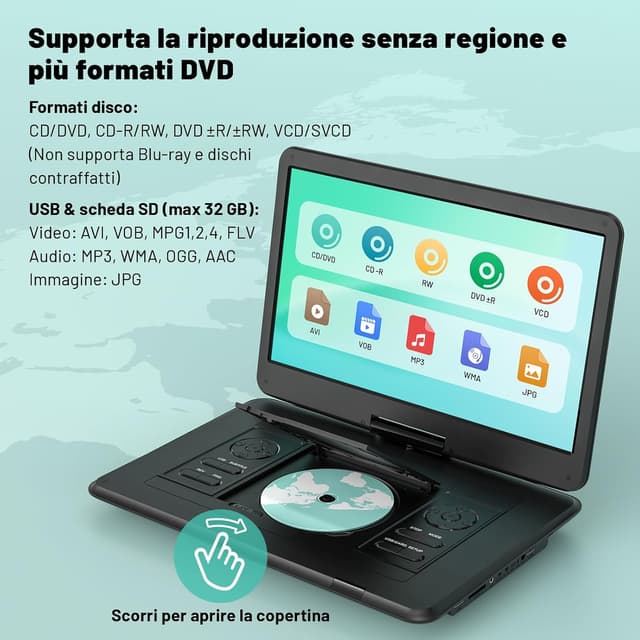 Thumbnail 4 de POFOTO Lettore DVD Portatile 15,6"