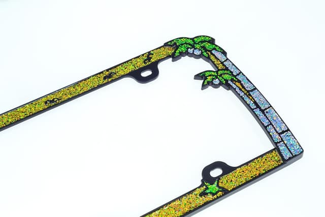 Thumbnail 4 de Creathome 3D Shining Palm Trees Crab License Plate Frame