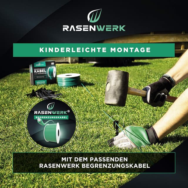 Detalle 2 de RASENWERK® Erdnägel für Mähroboter Begrenzungskabel (1000 Stück) – kompatibel mit Gardena, Husqvarna & Co.