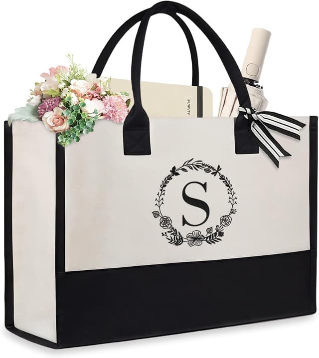 Detalle de Aucuu Borsa Tote da Donna grande in tela con tracolla, per lavoro e laptop 15,6 pollici