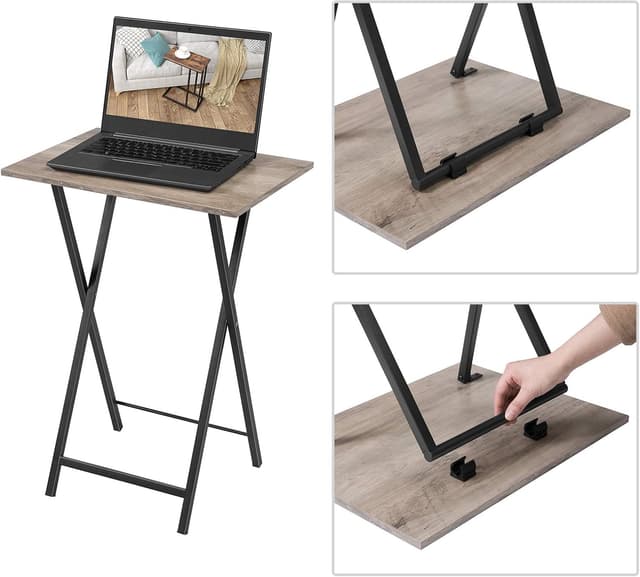 Thumbnail 6 de HOOBRO Tavolino pieghevole per spuntini EBG15BZ01, stile industriale greige e nero