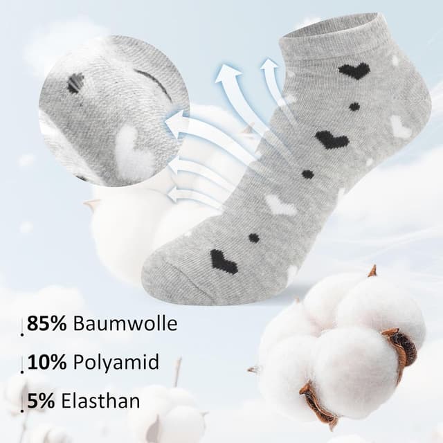 Detalle de Libella 12 paia di calzini donna corti in cotone (35-38 o 39-42) sportivi colorati con strisce e pois