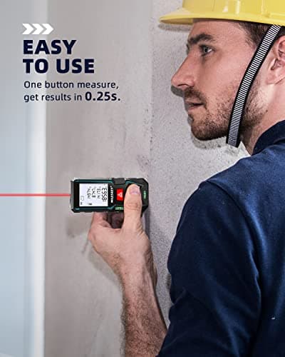 Detalle 2 de MiLESEEY Medidor Láser 50M D5T con 2 niveles de burbuja, medición de distancia/área/volumen y modo pitagórico