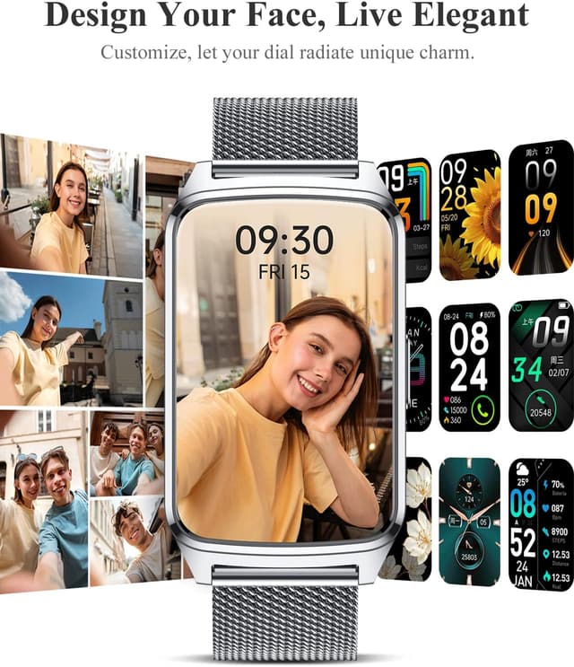 Detalle de Paybay Fitness Tracker Watch (Classic, Silver) – IP68 Waterproof activity tracker with sleep monitoring and 110+ sports modes, 1.57-inch HD