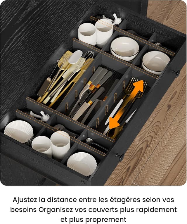 Thumbnail 6 de Meuble Buffet Cuisine 103,5x40x180 cm Noir