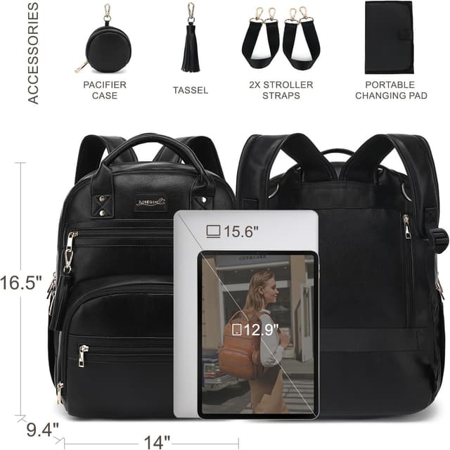 Thumbnail 5 de ROSEGIN vegan leather changing bag backpack
