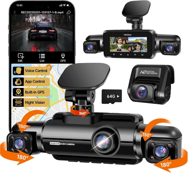 Detalle de Neideso N300 4-Channel Dash Cam 360°