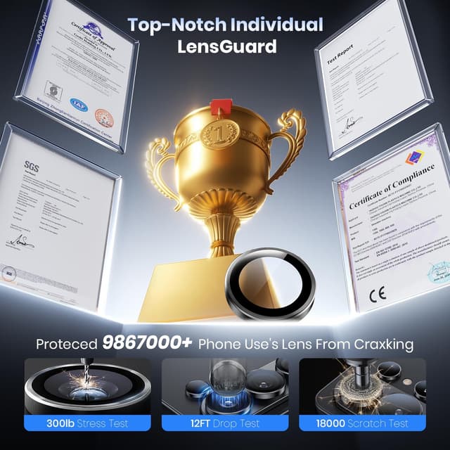 Detalle de Hoerrye for Samsung Galaxy S26 Ultra Camera Lens Protector (9H+ tempered glass, 12FT military grade) – Case-friendly invisible fit