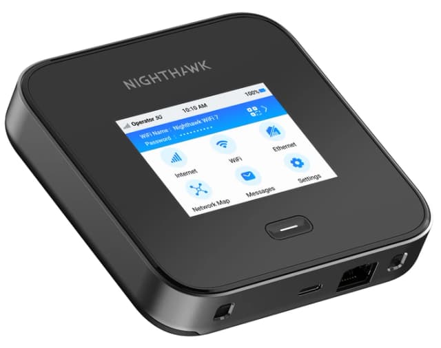 Detalle de Netgear Nighthawk M7 Pro MR7540: mobiler WLAN-Router mit Wi‑Fi 7 und Touchscreen