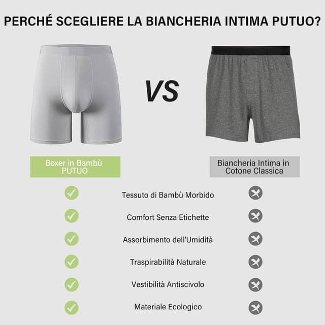 Thumbnail 4 de PUTUO Mutande boxer in bambù 6 paia