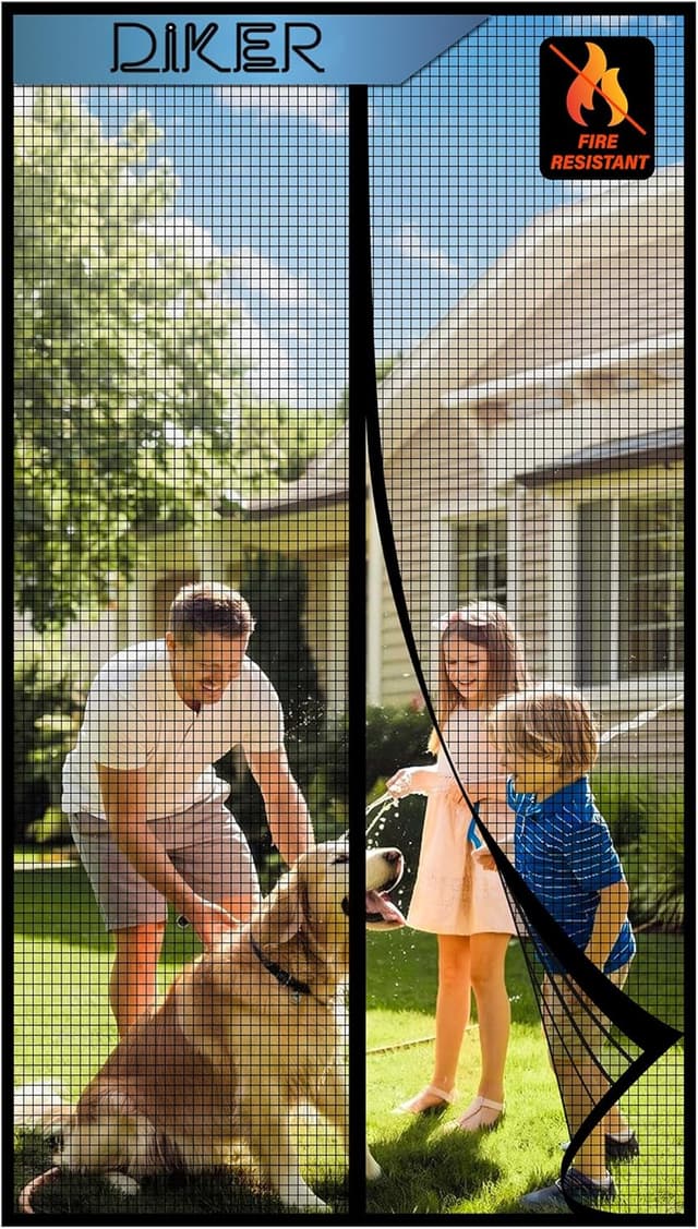 Thumbnail 6 de DIKER Fliegengitter Balkontür Magnet (90x210 cm) – flammhemmendes Insektenschutz-Gitter ohne Bohren, schwarz