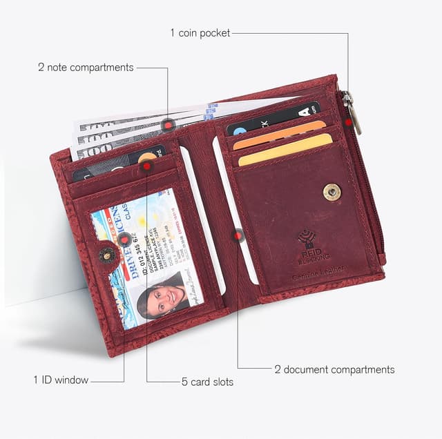Detalle de Oak Leathers women’s RFID wallet 4.2in
