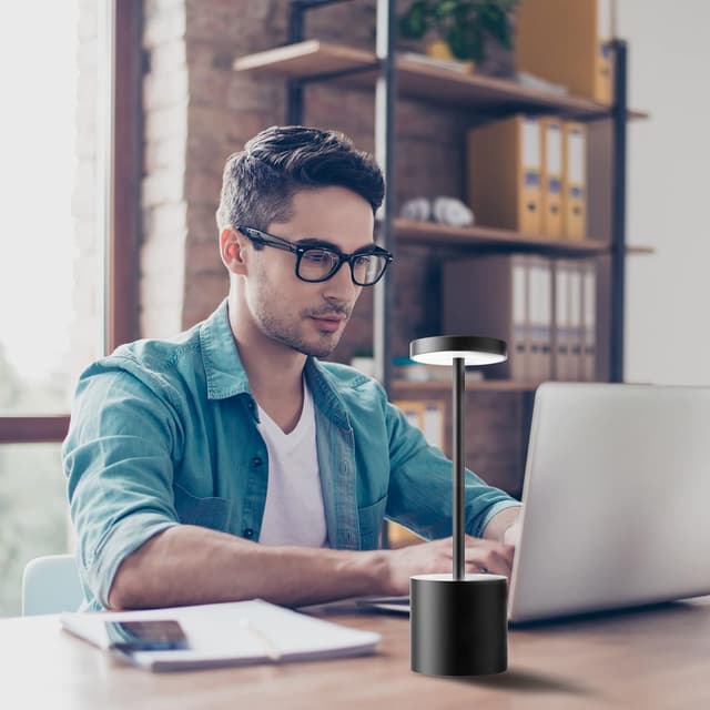 Detalle de TBBGA TBBGA LED Cordless Table Lamps Set of 2 (Black) — portable rechargeable table lamps with stepless dimming