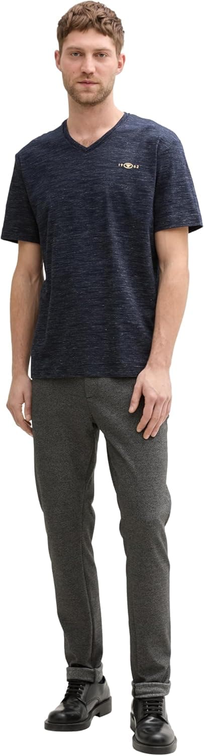Detalle de TOM TAILOR T-Shirt da uomo jaspe con scollo a V in cotone