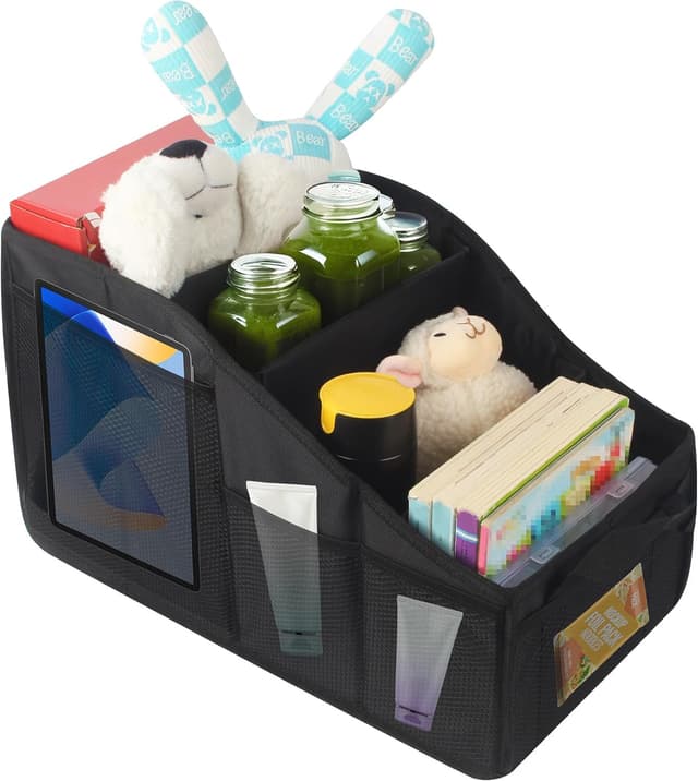 Detalle de ACOMTUO Organisateur Voiture 46x27x25 cm pour enfant : rangement de coffre avec séparateurs et poignées
