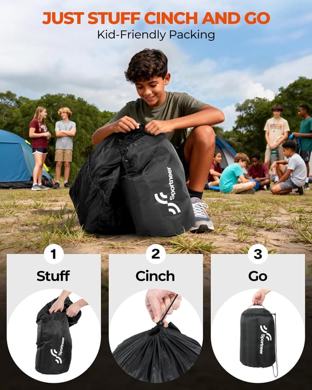 Detalle 2 de Sportneer Camping Sleeping Bag for Adults & Kids (3–4 Season), Warm Lightweight & Compact