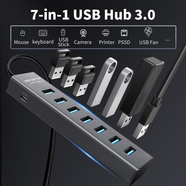 Thumbnail 3 de 4Ft 7-Port USB 3.0 Hub for Desktop