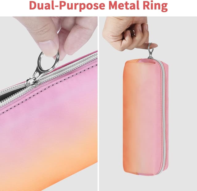 Detalle de FINPAC Trousse scolaire Sunset Ombre : sac à crayons et trousse de maquillage pratique (20,5 x 6 x 8,5 cm)