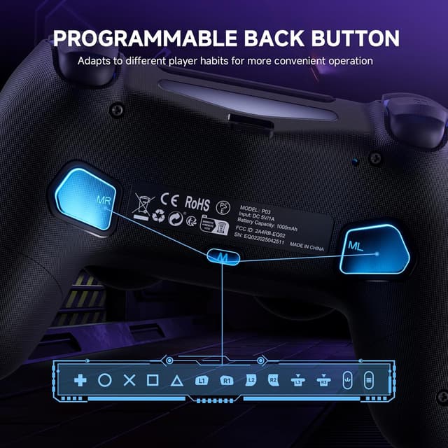 Detalle de ECHTPower PS4 wireless controller with 1000mAh