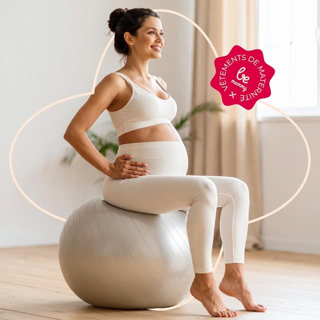 Detalle 2 de Be Mammy Legging de grossesse femme long BE20-230, taille haute confortable et doux pour la peau