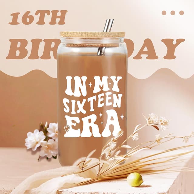 Detalle de VivaJoy 16th Birthday Girls Travel Mug – Personalised Coke Cup Gift for Daughter, Niece, Best Friend, Sister or Girlfriend