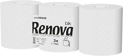 Imagen de Renova Bobinas Secamanos BLK 🧻 3 x 180m Papel Blanco 2 Capas en OfertitasTOP