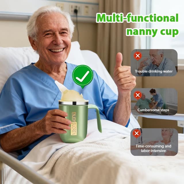 Detalle de Nzkeuf Elderly leak-proof straw cup 400ml