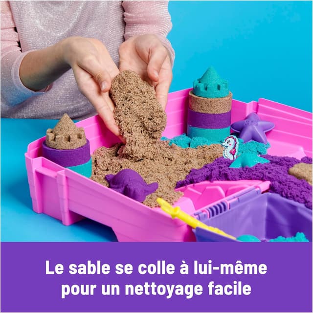 Detalle de Kinetic Sand Sable Magique – Mallette Palais de Sirène 934 g + 8 accessoires (dès 3 ans)