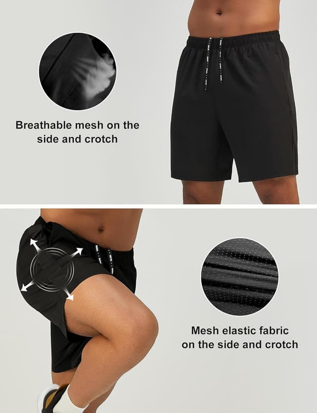 Detalle de Pesfix Men’s 7'' Lightweight Athletic Shorts with Quick-Dry Fabric and Zipper Pockets
