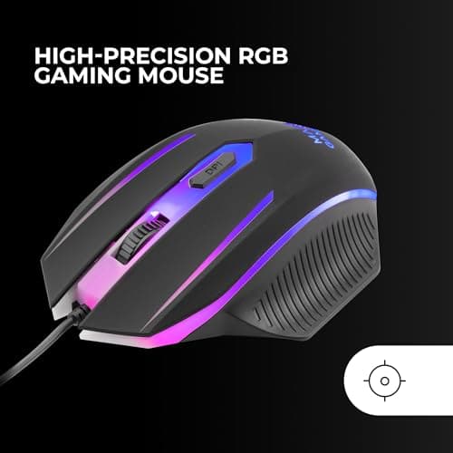 Detalle de Mars Gaming MCP124PRO (combo 4en1): teclado H-Mech RGB en español, ratón HUANO 3200DPI, auriculares FRGB y alfombrilla 36x26 cm