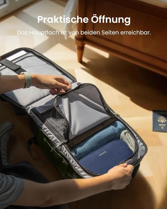 Detalle 2 de tomtoc 40L Navigator-T66 Liteway Reiserucksack (TSA-freundlich, Handgepäck) für Laptop bis 17,3 Zoll