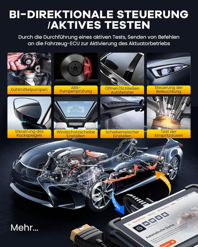 Detalle 2 de ThinkScan 672 OBD2 Diagnosegerät mit 28+ Reset-Funktion, BI-direktionalem Testen und CAN-FD
