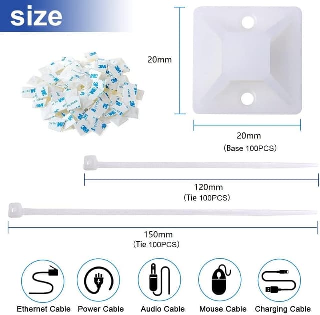 Detalle 2 de SZXULI Kabelbinder Set 200 Stück, 120 mm