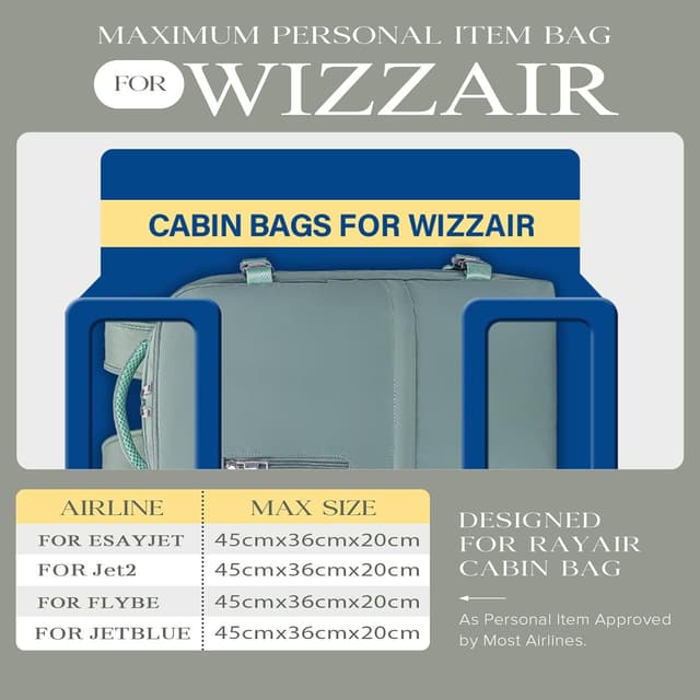 Thumbnail 1 de Hayayu zaino borsa cabina Easyjet 45x36x20 con tasche multiple e capacità 32L