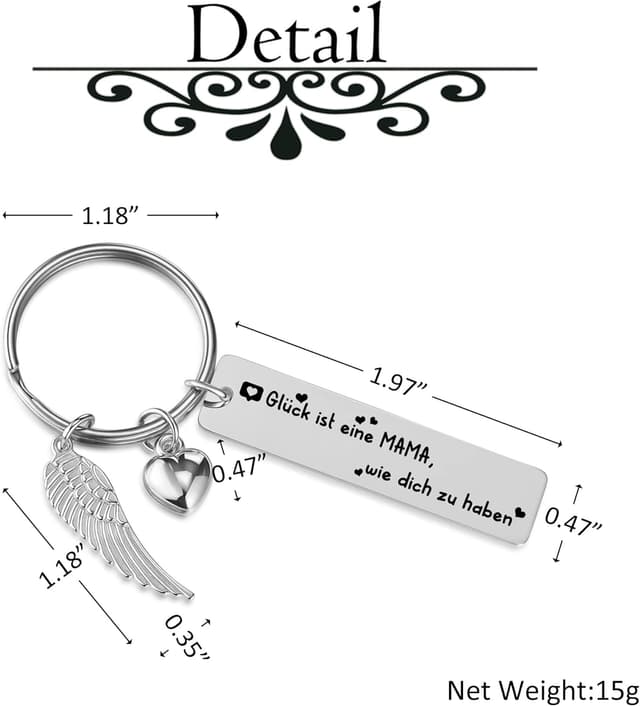 Detalle de Schlüsselanhänger Engelsflügel Glück für Mama