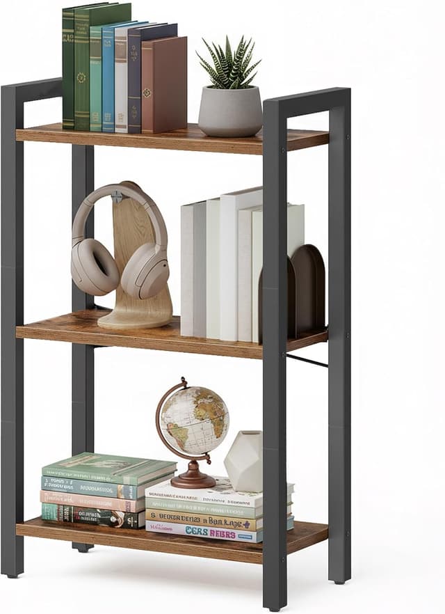 Detalle de VASAGLE scaffale a 3 ripiani LLS098K02 stile industriale marrone vintage e nero inchiostro